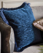 Blue Velvet Fringe Cushion 5