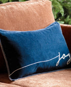 Blue Velvet Joy Festive Cushion