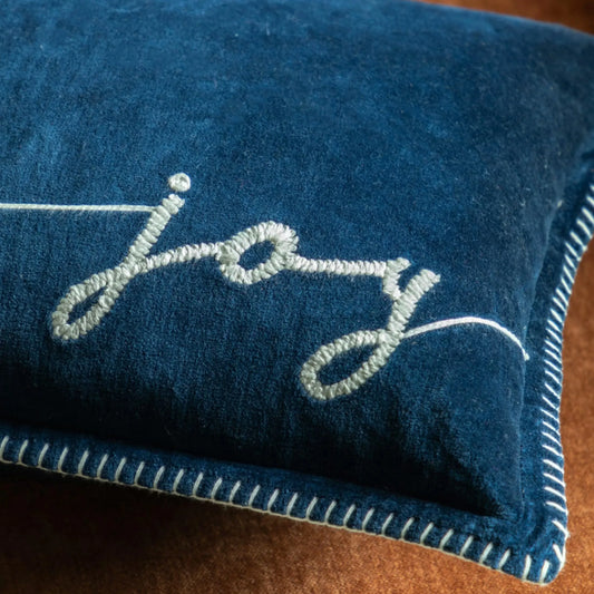 Blue Velvet Joy Festive Cushion6