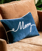 Blue Velvet Merry Festive Cushion