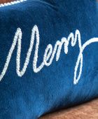 Blue Velvet Merry Festive Cushion 43