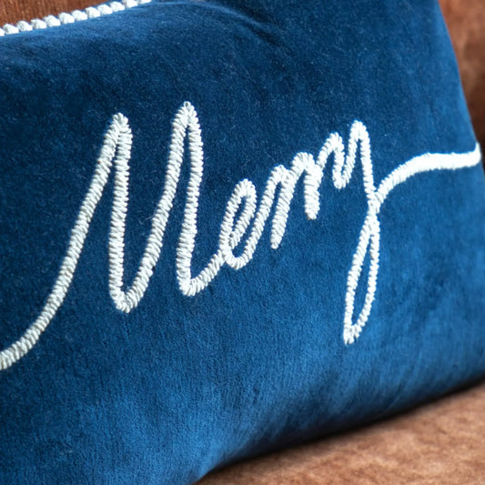 Blue Velvet Merry Festive Cushion 43