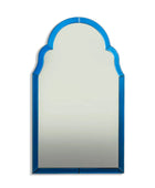 Wall mirror with a blue frame on a white background