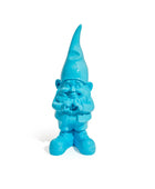 Blue gnome figurine on a white background