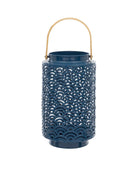 Blue Metal Lattice Candle Lantern