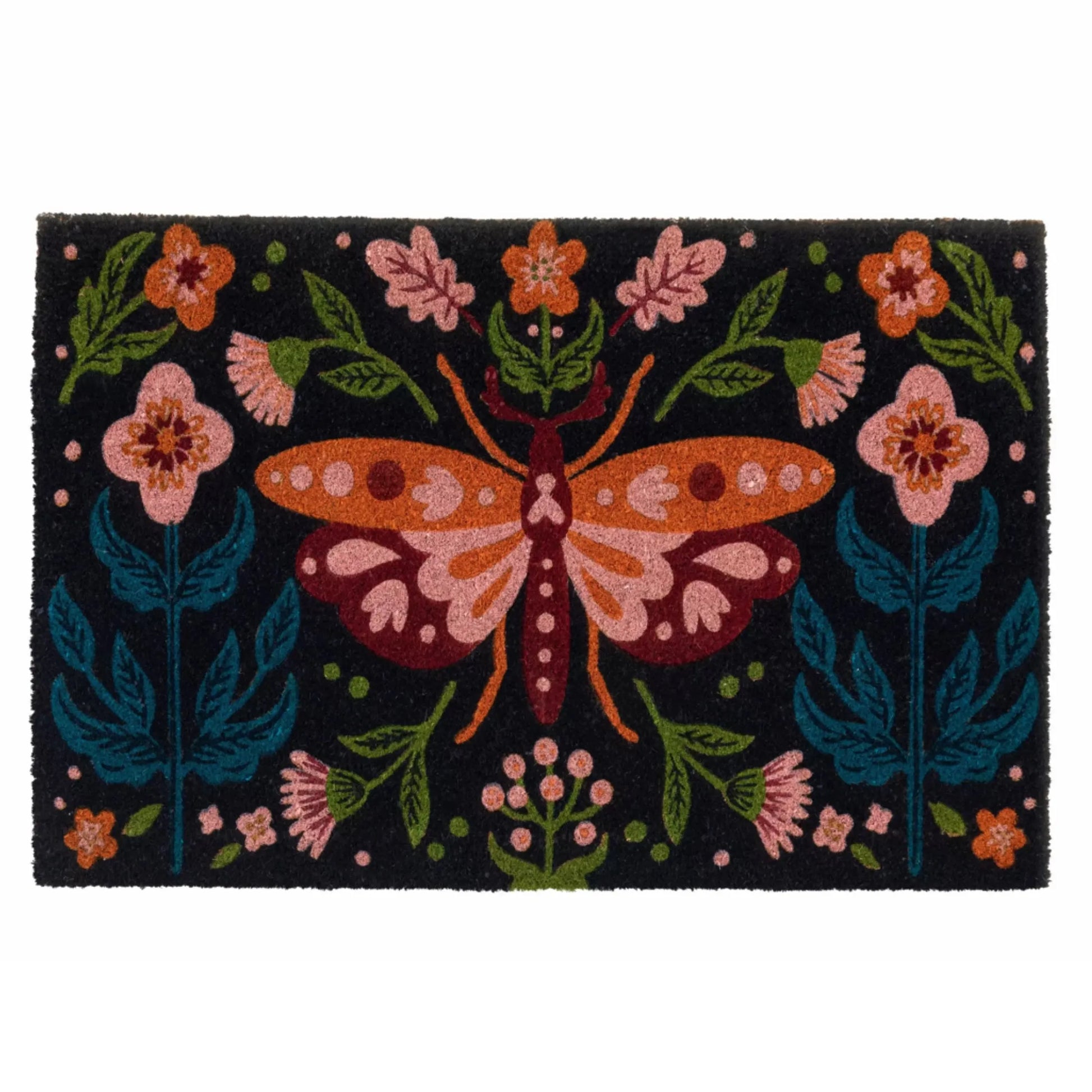 Boho Butterfly Patterned Coir Doormat