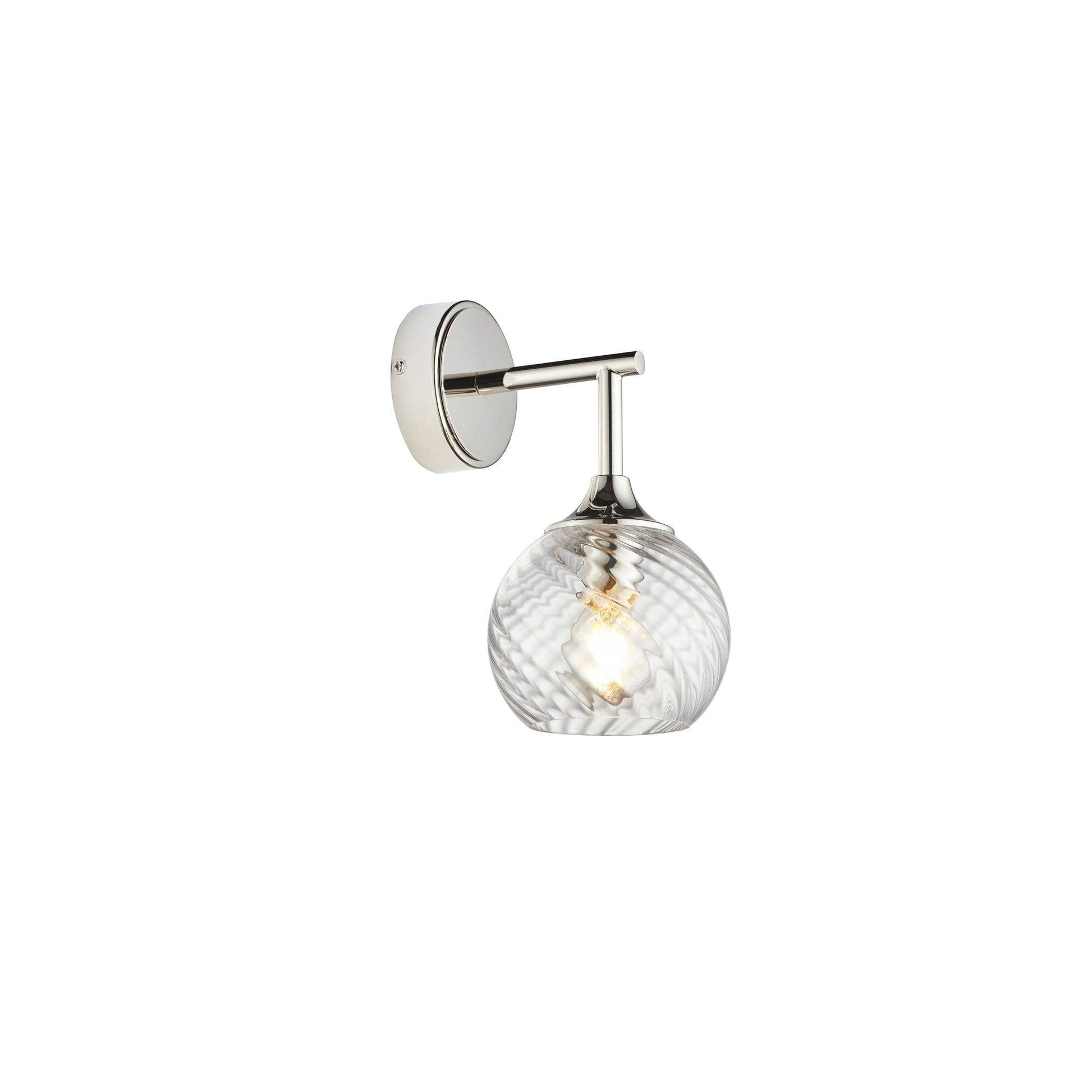 Bright Nickel Twisted Glass Shade Wall Light - The Farthing