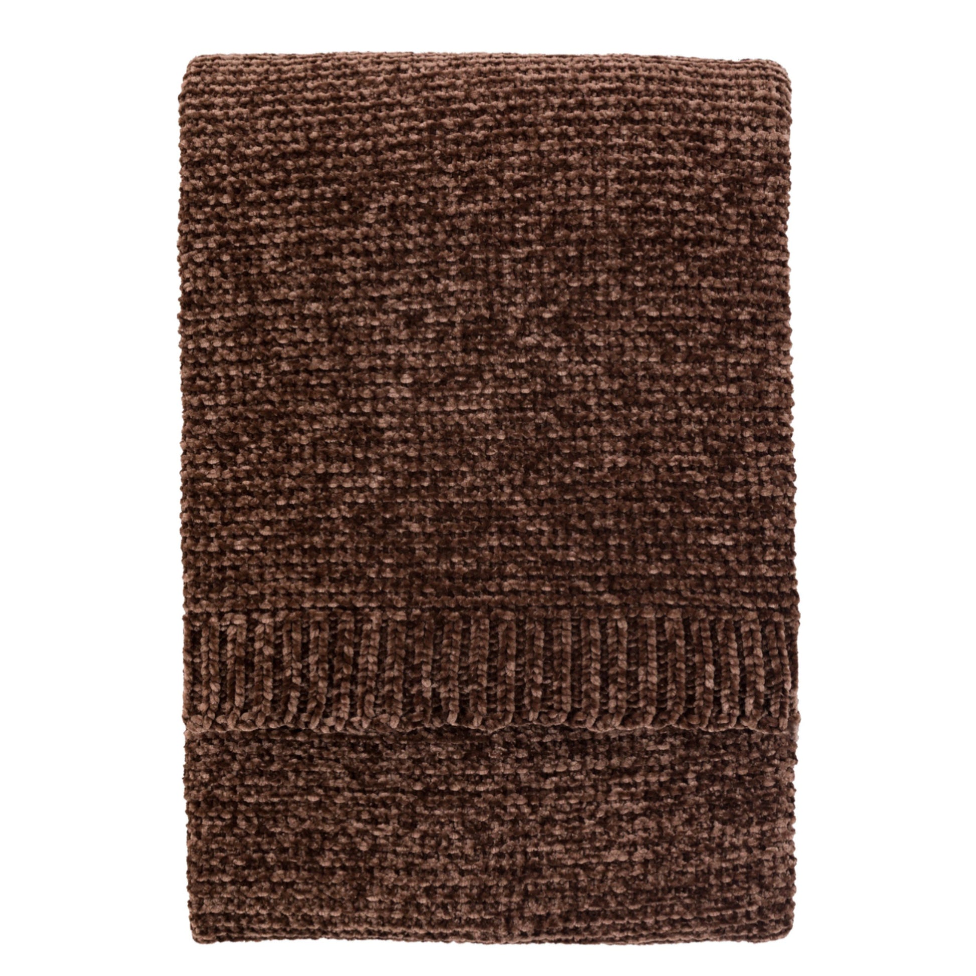 Brown knitted blanket on a white background