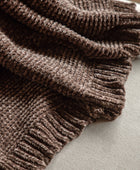 Brown textured blanket on a light gray surface
