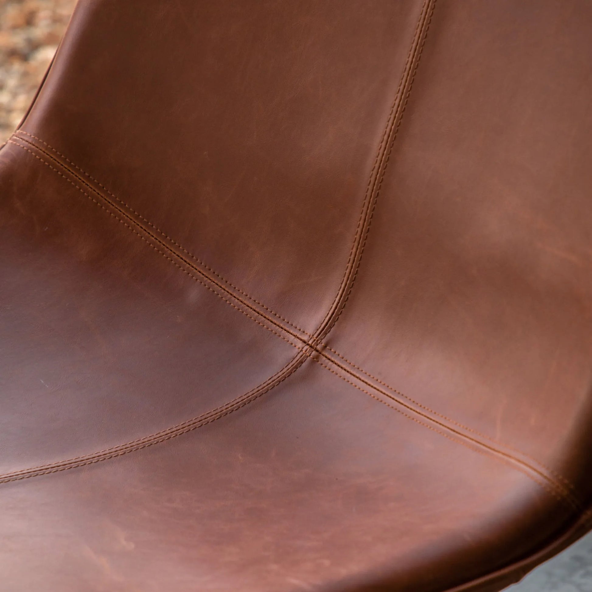 Brown Curved Seat Faux Leather Chair 5