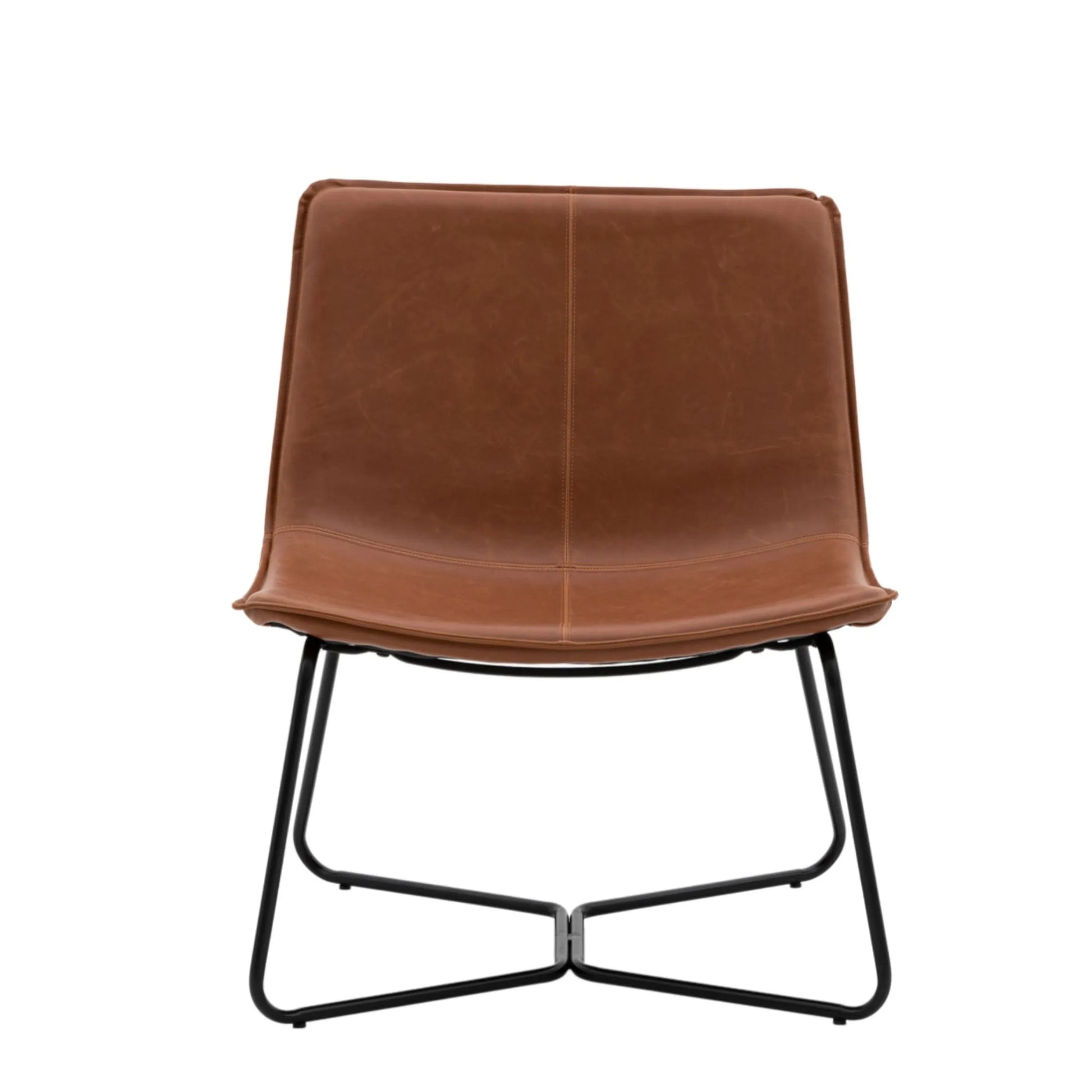 Brown Curved Seat Faux Leather Chair 4