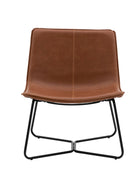 Brown Curved Seat Faux Leather Chair 4