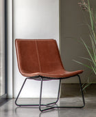 Brown Curved Seat Faux Leather Chair