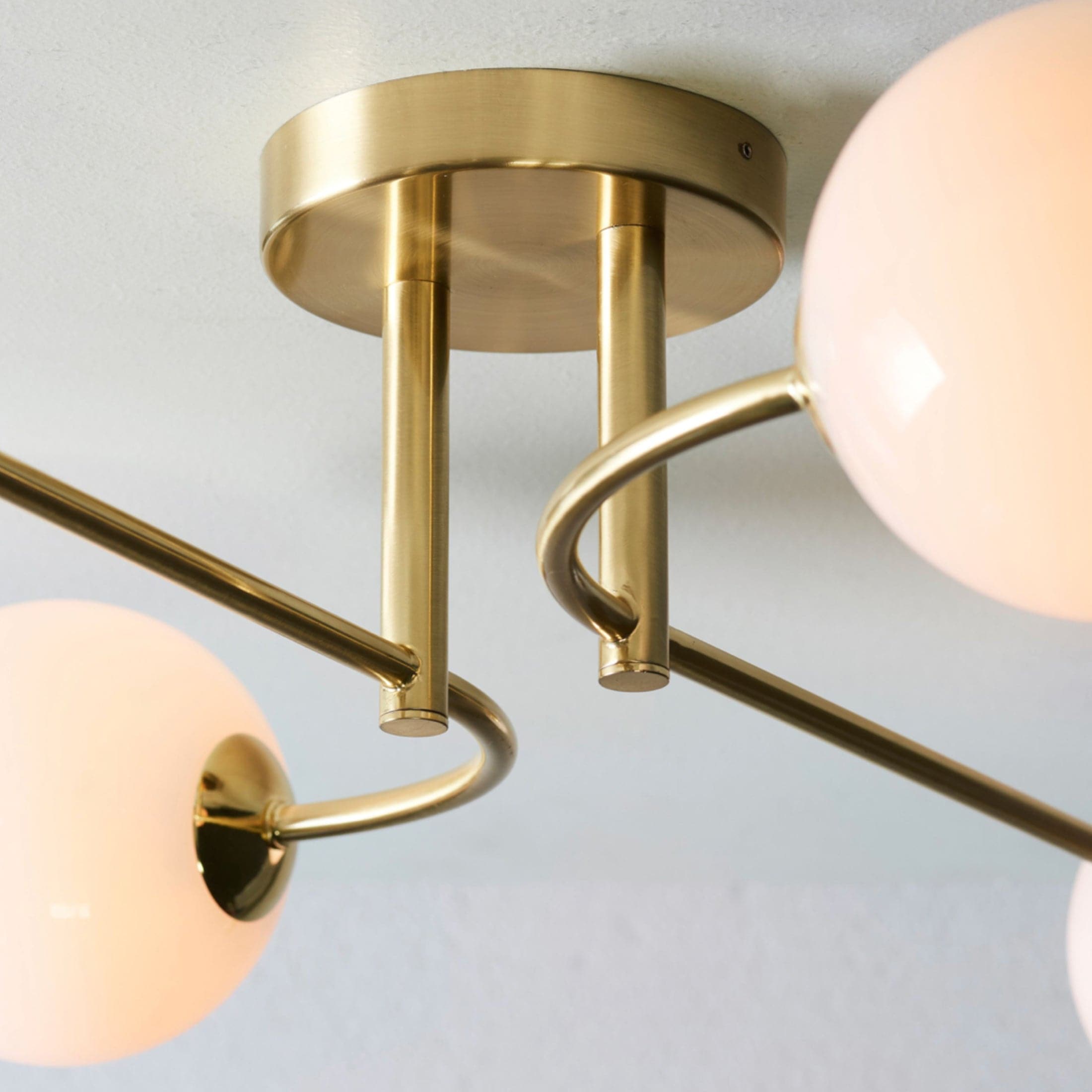 Brushed Brass Art Deco Inspired Four Globe Ceiling Light 4