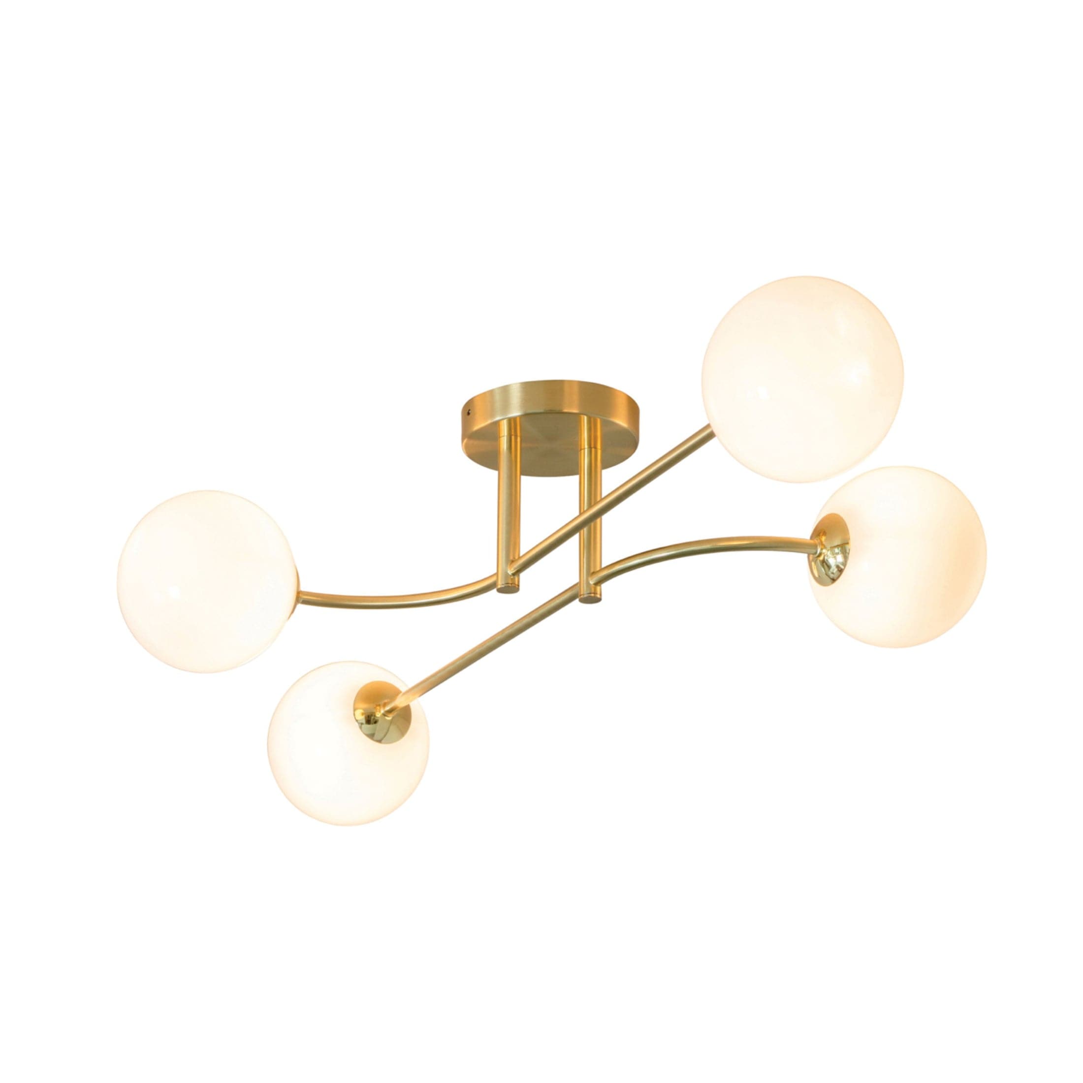 Brushed Brass Art Deco Inspired Four Globe Ceiling Light 2