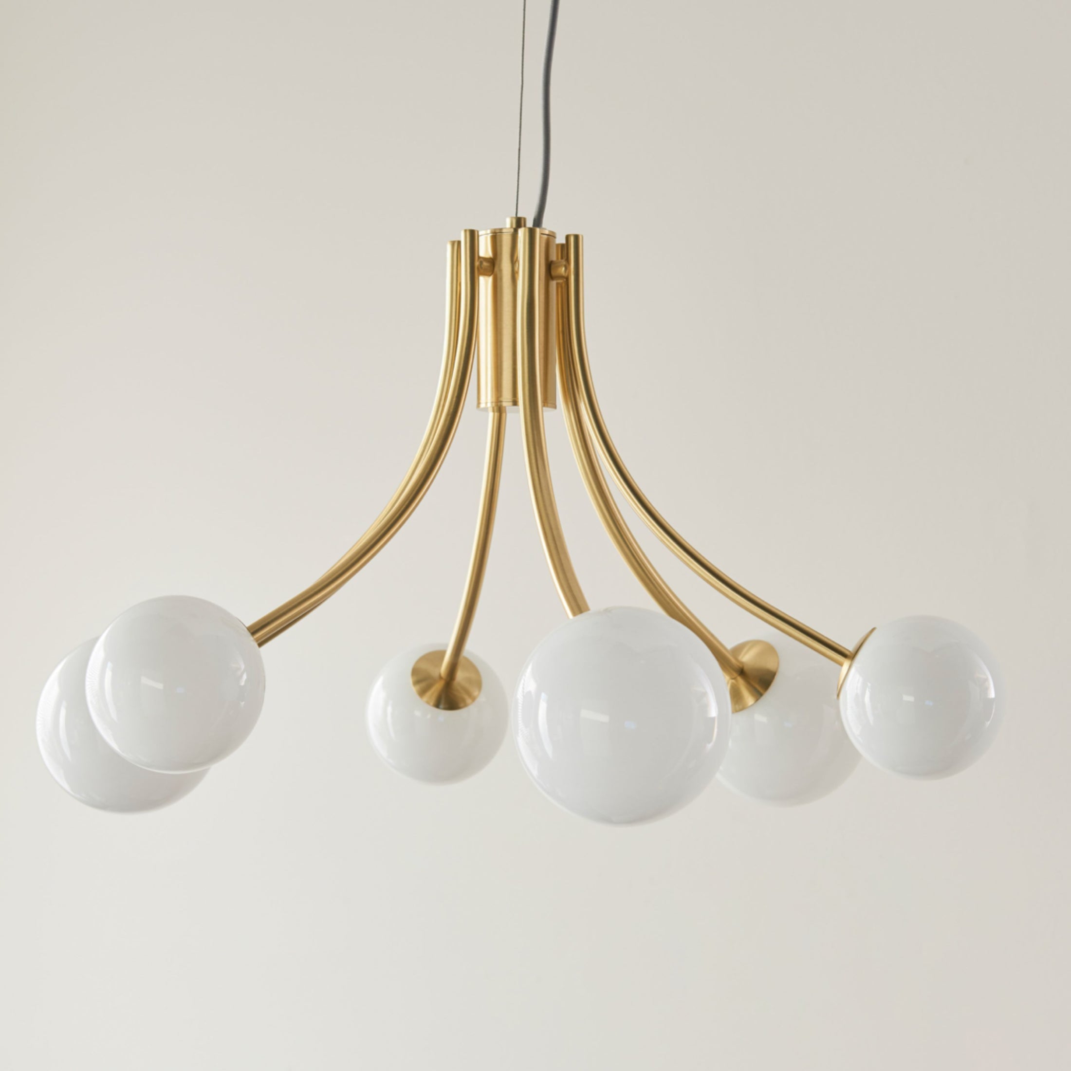 Brushed Brass Art Deco Inspired Six Globe Pendant Light 3