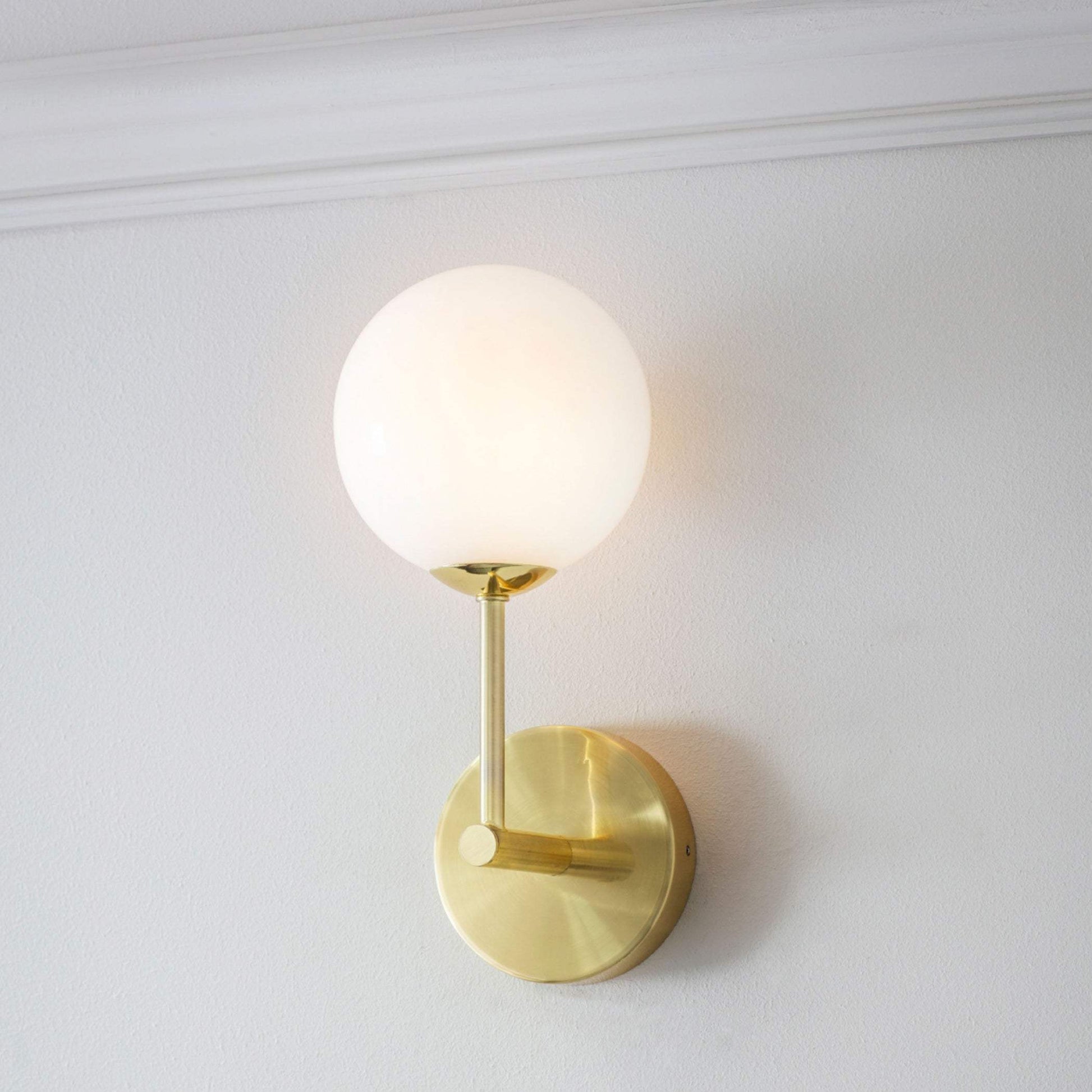 Brushed Gold Art Deco Globe Wall Light - The Farthing