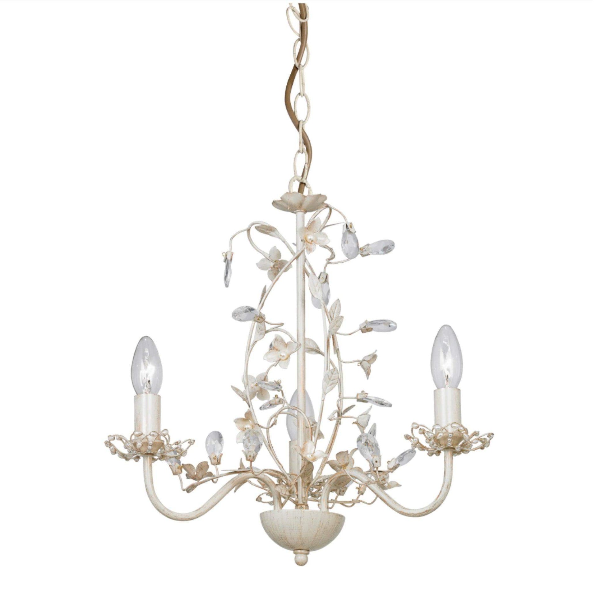 Brushed Gold & Cream Flower Chandelier Pendant Light - The Farthing