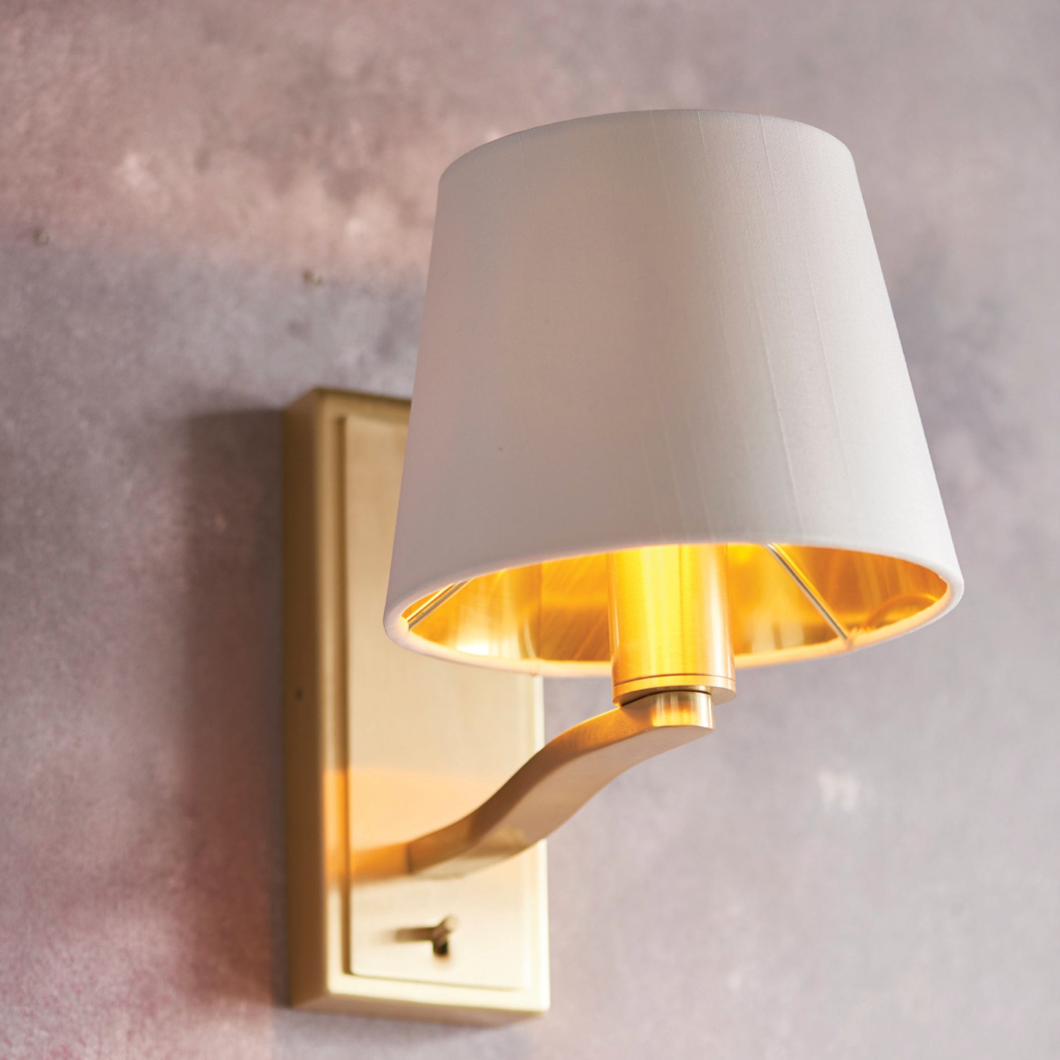 Brushed Satin Gold Wall Light with Shade 4