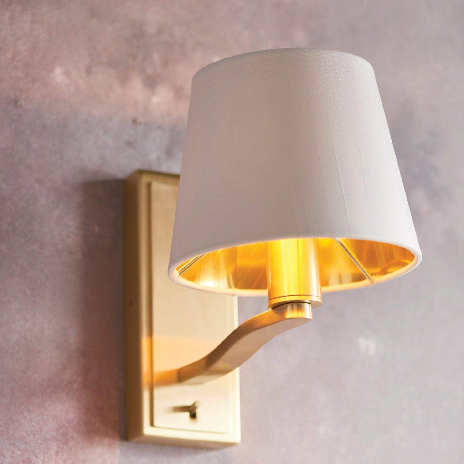 Brushed Satin Gold Wall Light with Shade - The Farthing