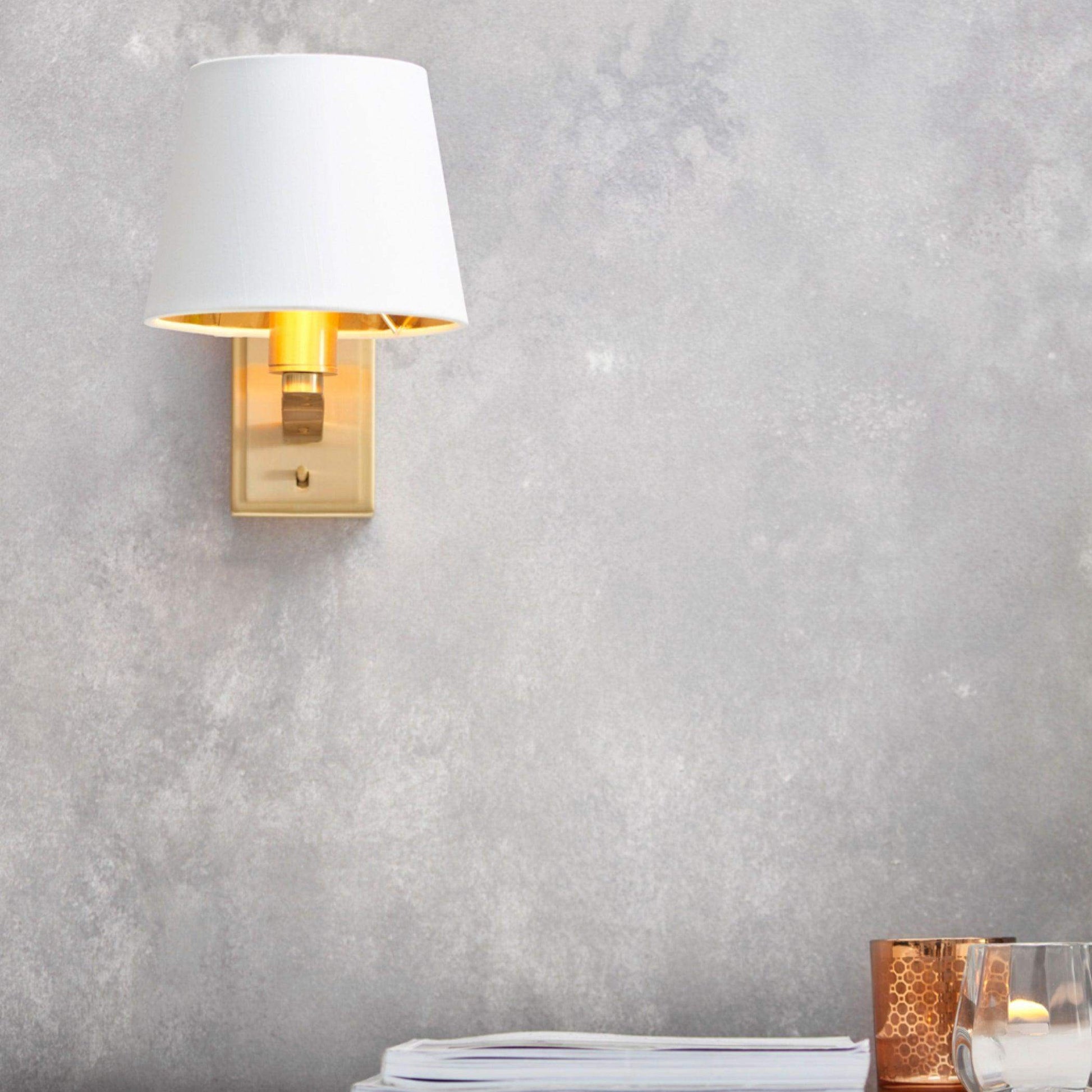 Brushed Satin Gold Wall Light with Shade - The Farthing