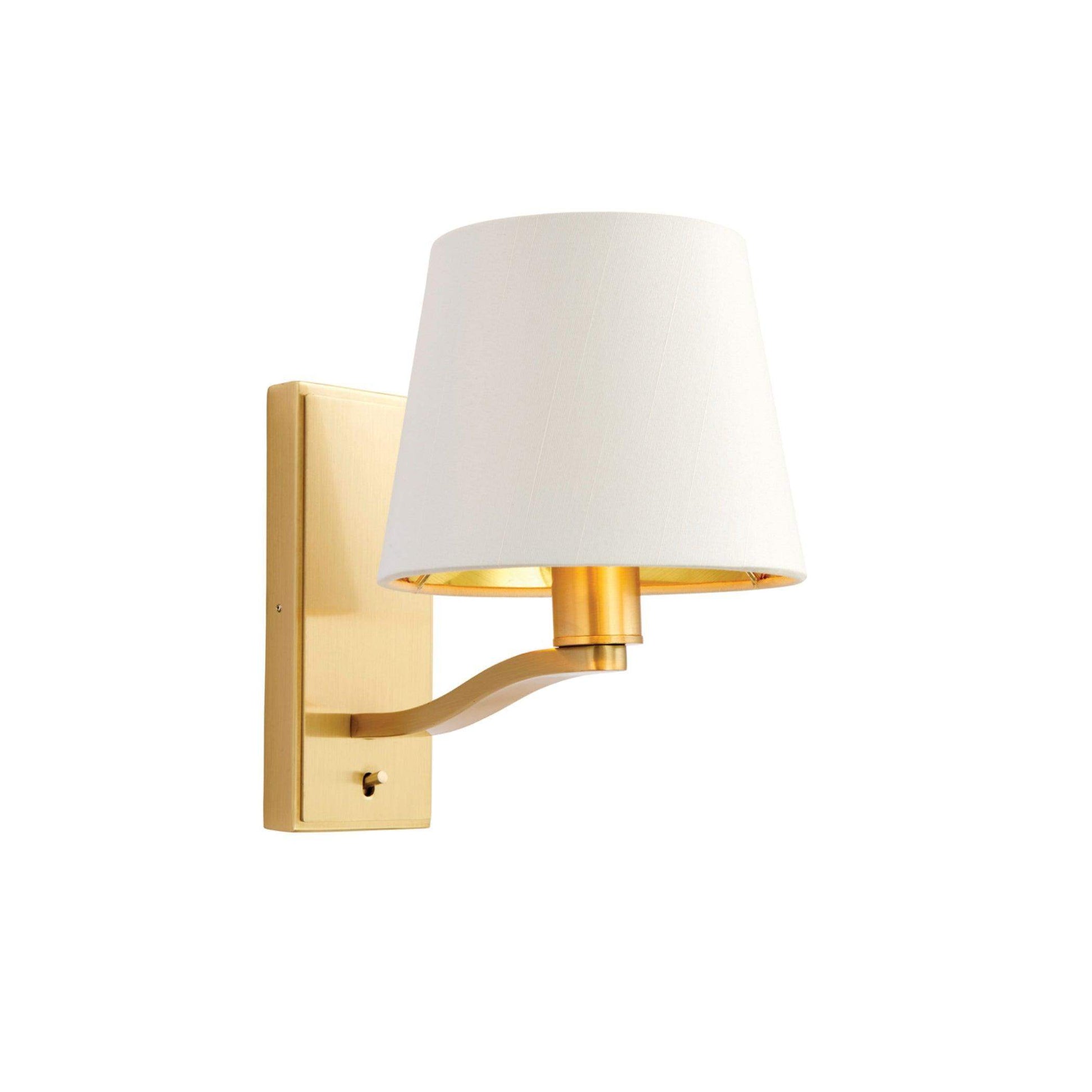 Brushed Satin Gold Wall Light with Shade - The Farthing