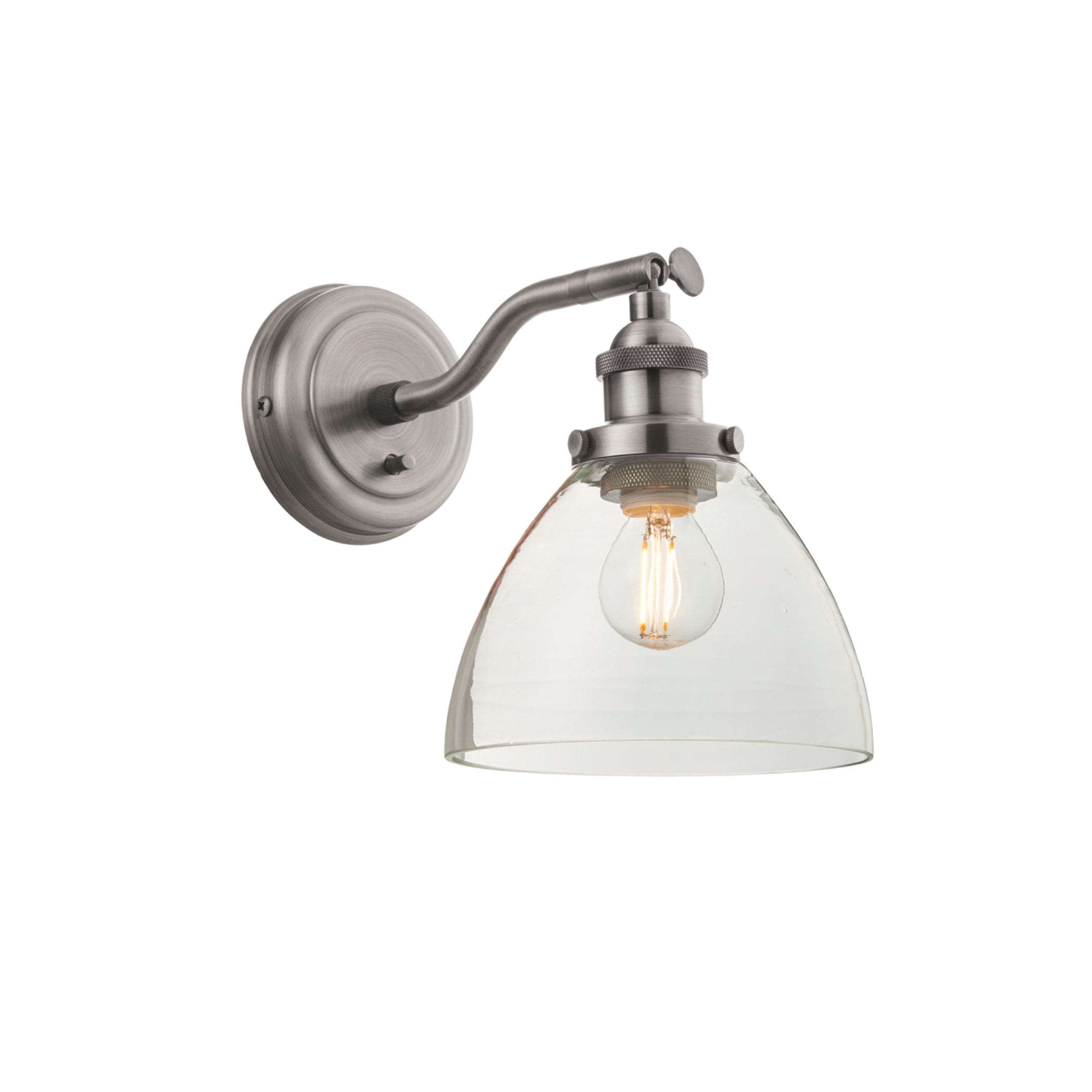 Brushed Silver Metal & Glass Wall Light 55