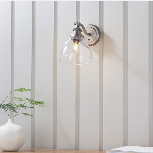 Brushed Silver Metal & Glass Wall Light - The Farthing