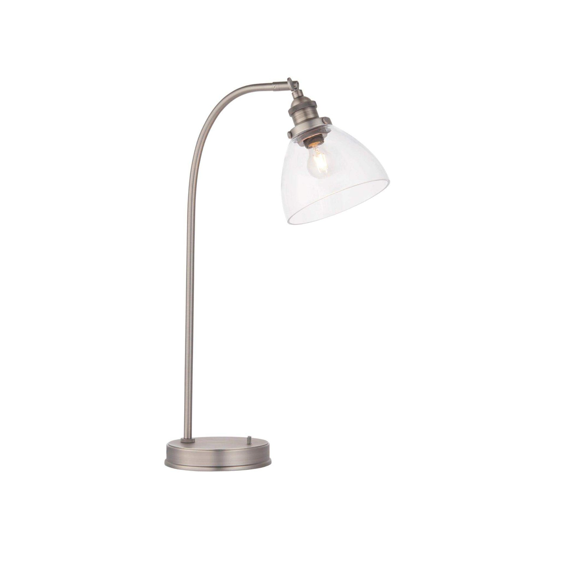 Brushed Silver and Glass Shade Table Lamp - The Farthing