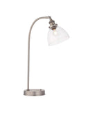 Brushed Silver and Glass Shade Table Lamp - The Farthing