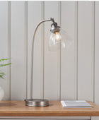 Brushed Silver and Glass Shade Table Lamp - The Farthing