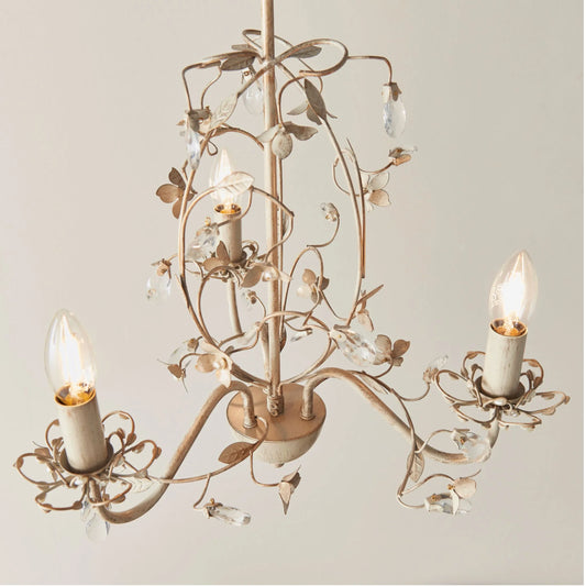 Brushed Gold & Cream Flower Chandelier Pendant Light 5