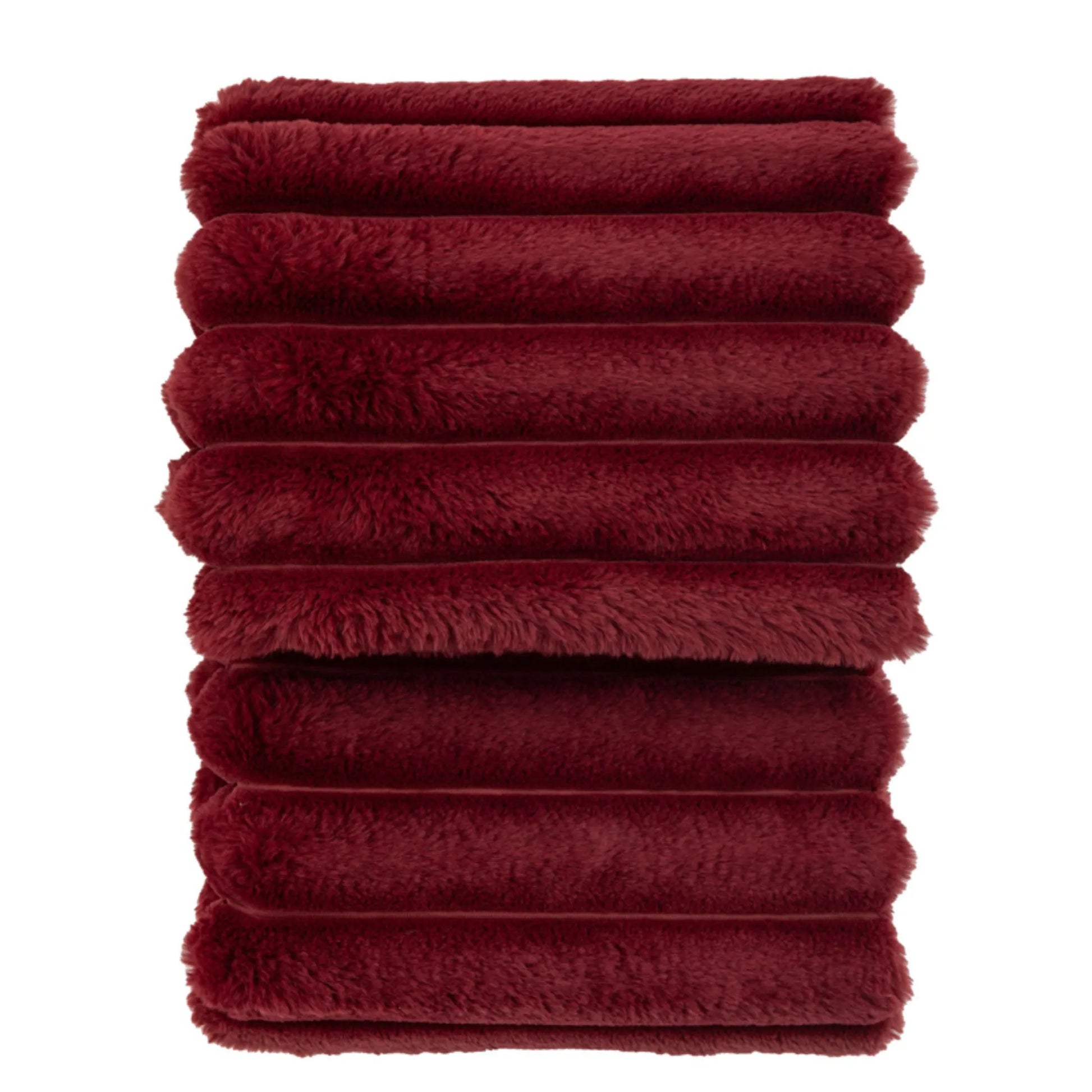 Burgundy Ribbed Faux Fur Throw