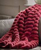 Burgundy Ribbed Faux Fur Throw 1