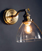 Burnished Brass Glass Wall Light - The Farthing