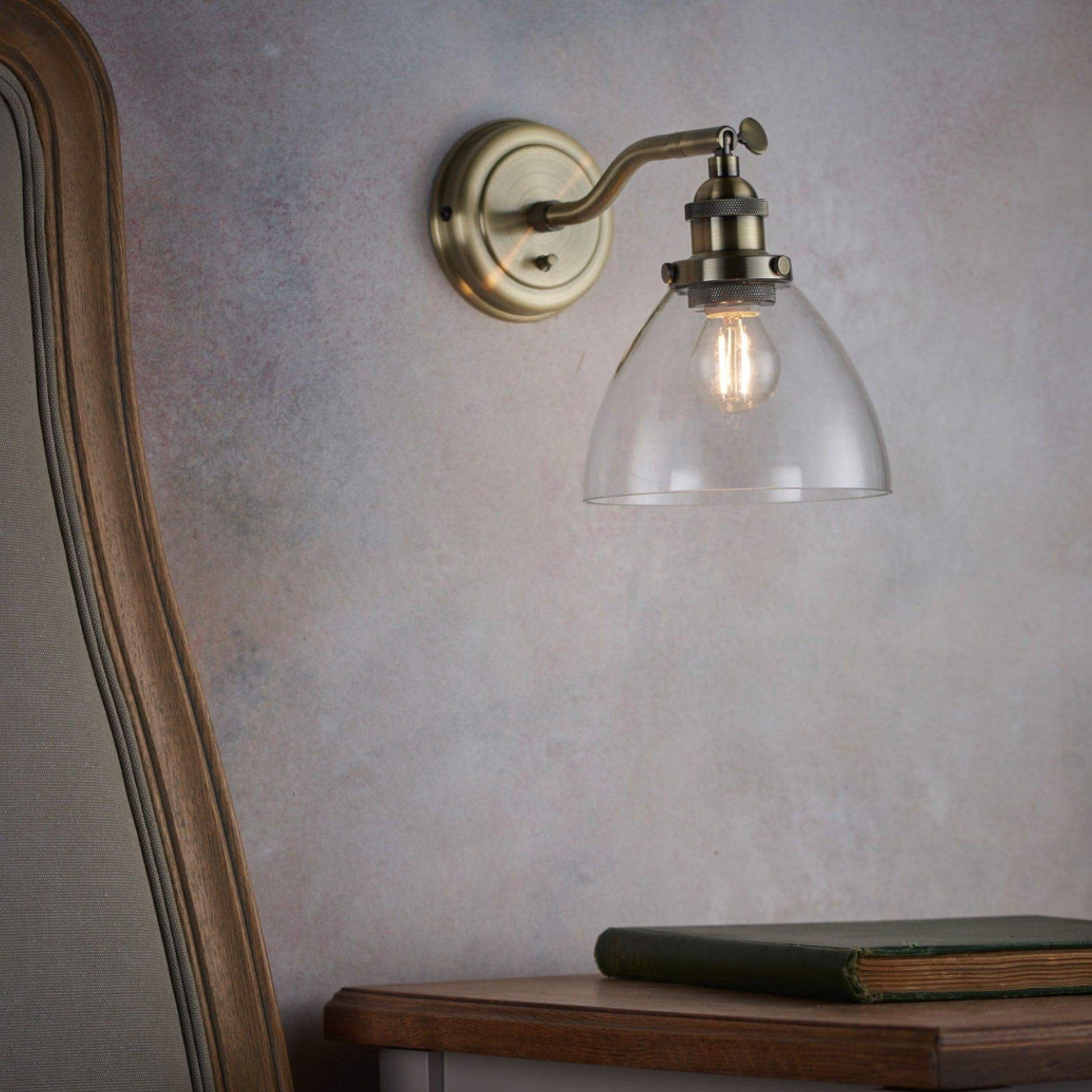 Burnished Brass Glass Wall Light - The Farthing