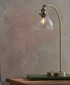 Burnished Brass and Glass Shade Table Lamp - The Farthing