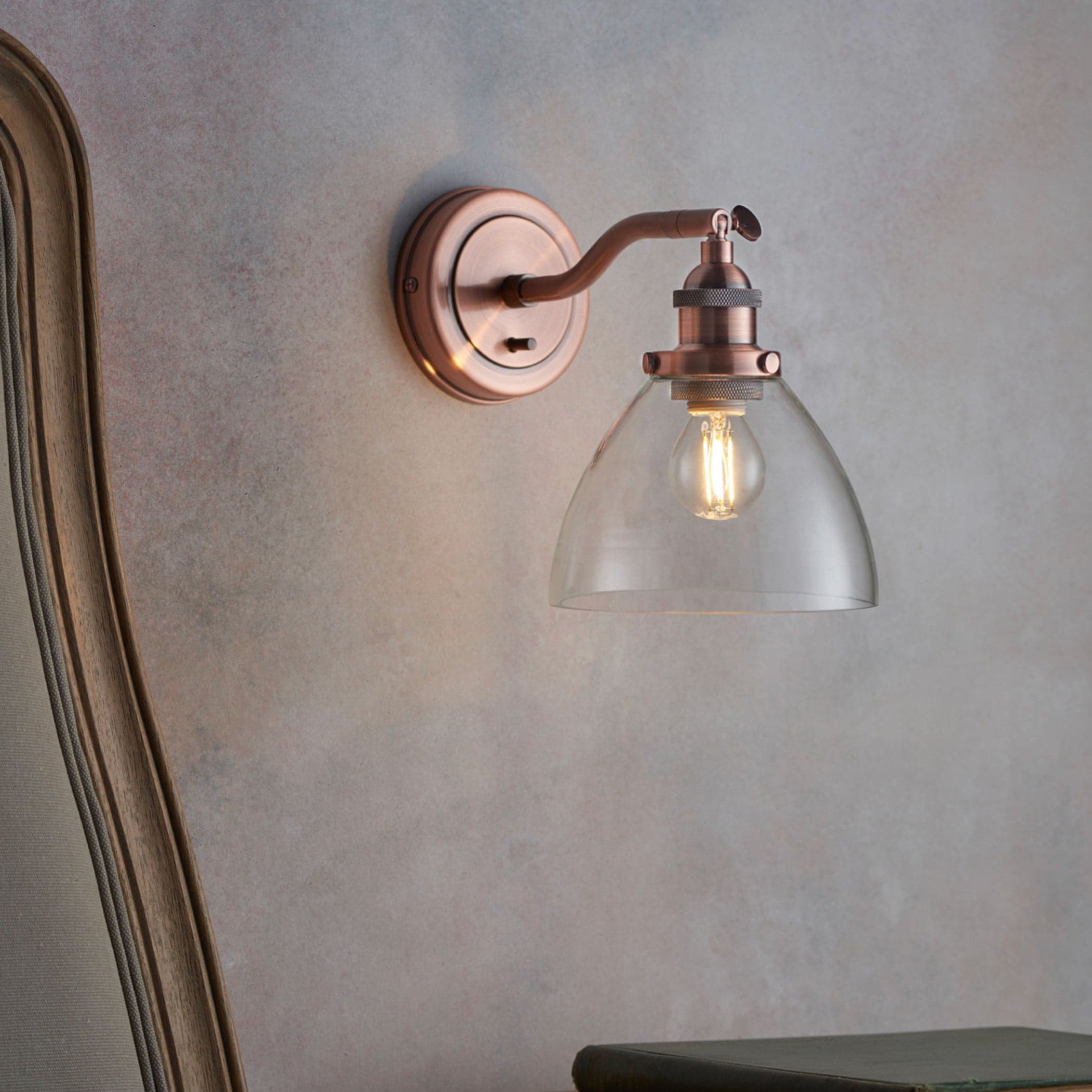 Burnished Copper Glass Wall Light 1