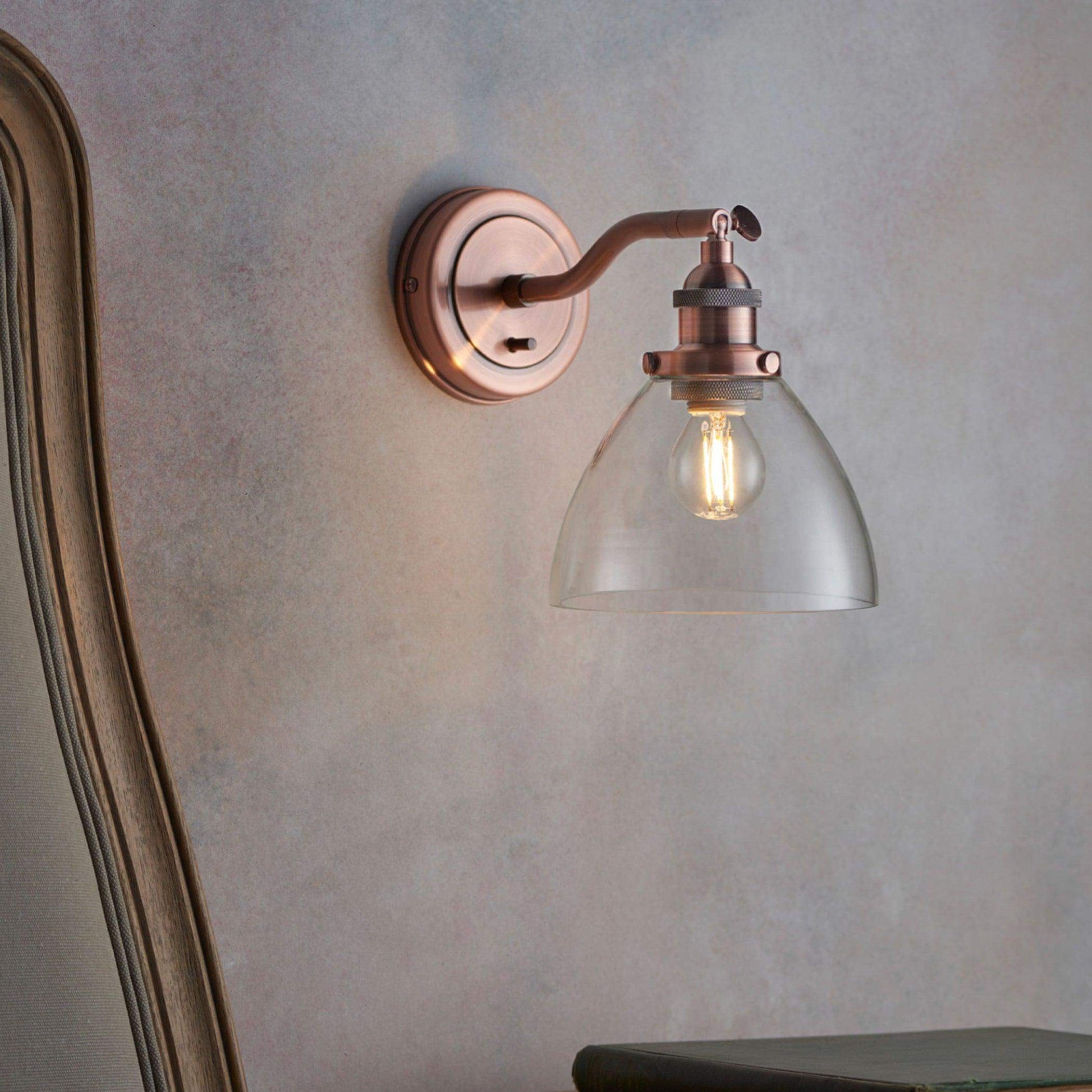 Burnished Copper Glass Wall Light - The Farthing