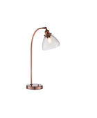 Burnished Copper and Glass Shade Table Lamp - The Farthing