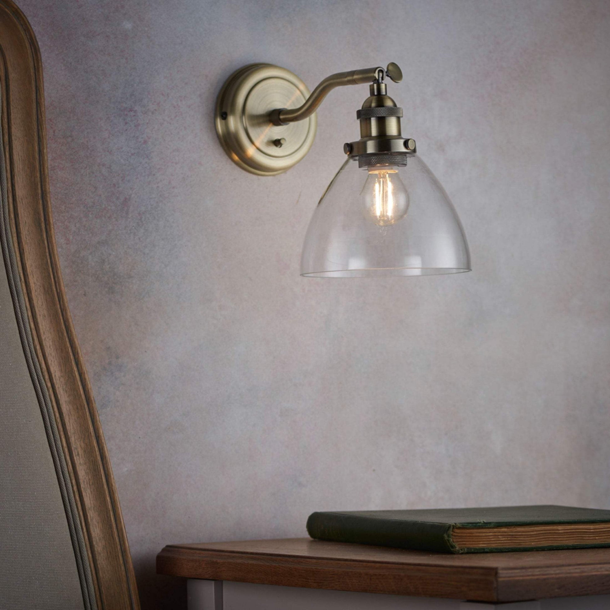 Burnished Brass Glass Wall Light - The Farthing