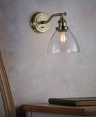 Burnished Brass Glass Wall Light - The Farthing