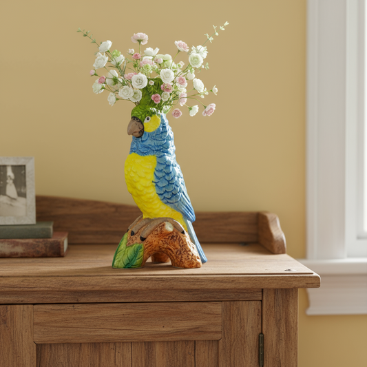 Ceramic Blue Parrot Vase