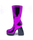 Shiny purple boot on a white background