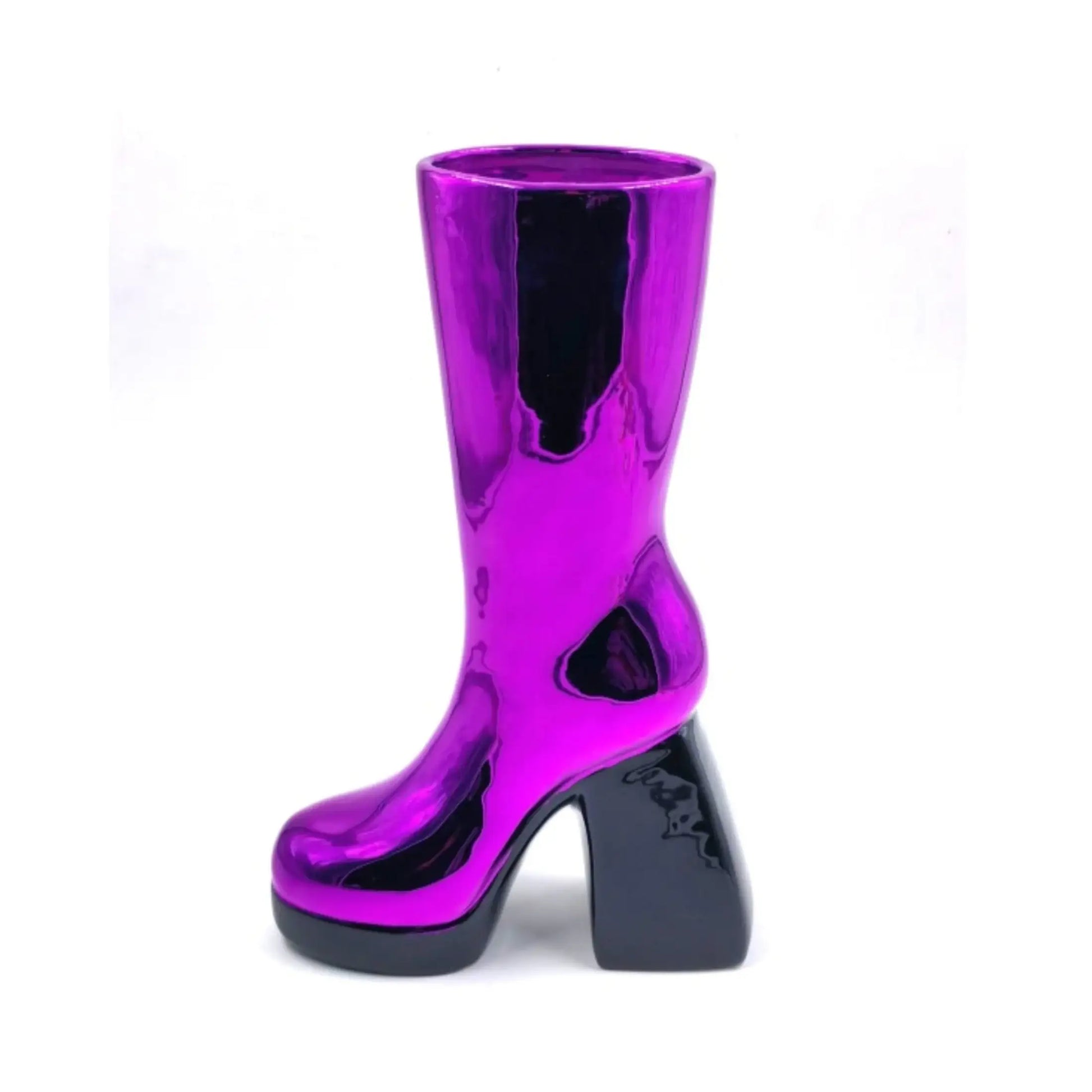 Shiny purple boot on a white background