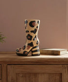 Ceramic Leopard Print Boot Vase