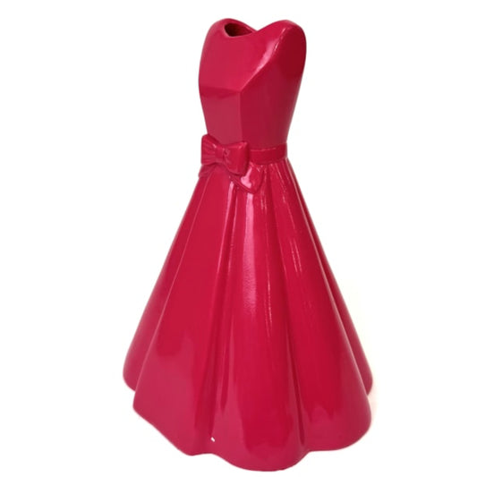 Red dress with a bow on a white background