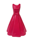 Pink dress with a bow detail on a white background