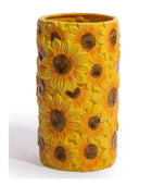 Vase with sunflower design on a white background