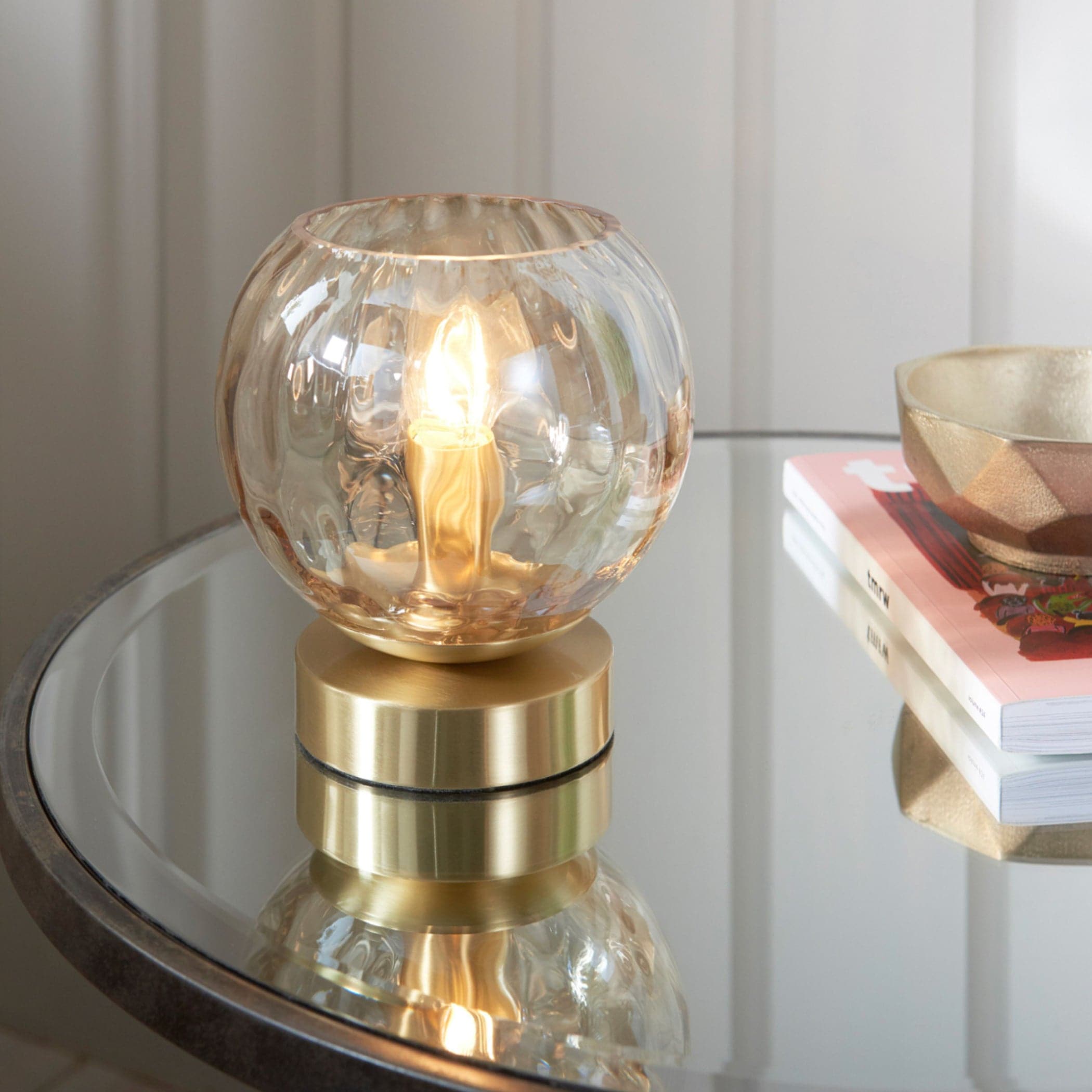 Champagne Lustre Glass Globe Table Lamp